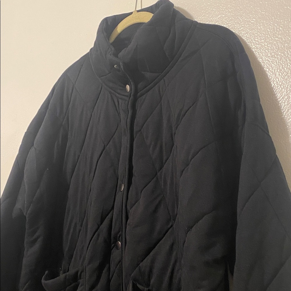 Black Quilted Bomber Jacket size XXL Pit to Pit 26 inches length 28 inches NWT